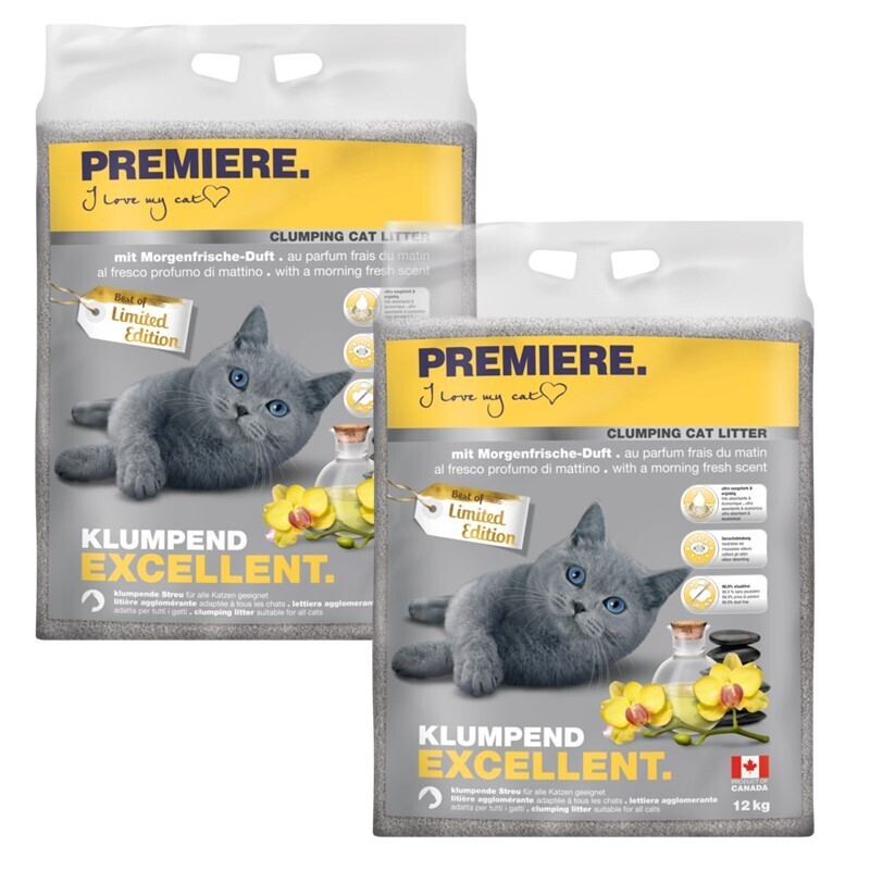 PREMIERE Katzenstreu PREMIERE Excellent Morgenfrische Klumpstreu 2x12 kg