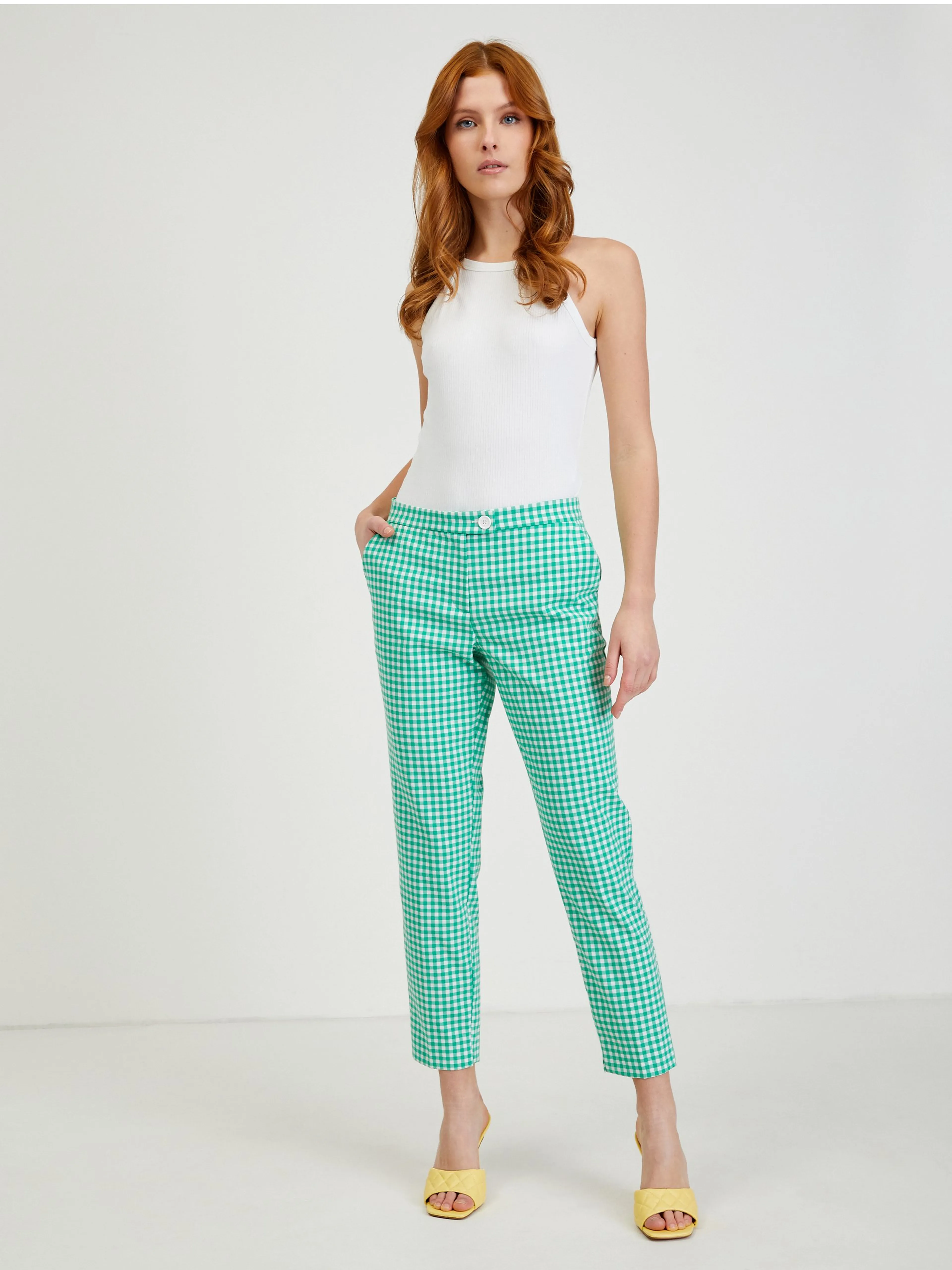 Hellgrüne karierte Damenhose ORSAY
