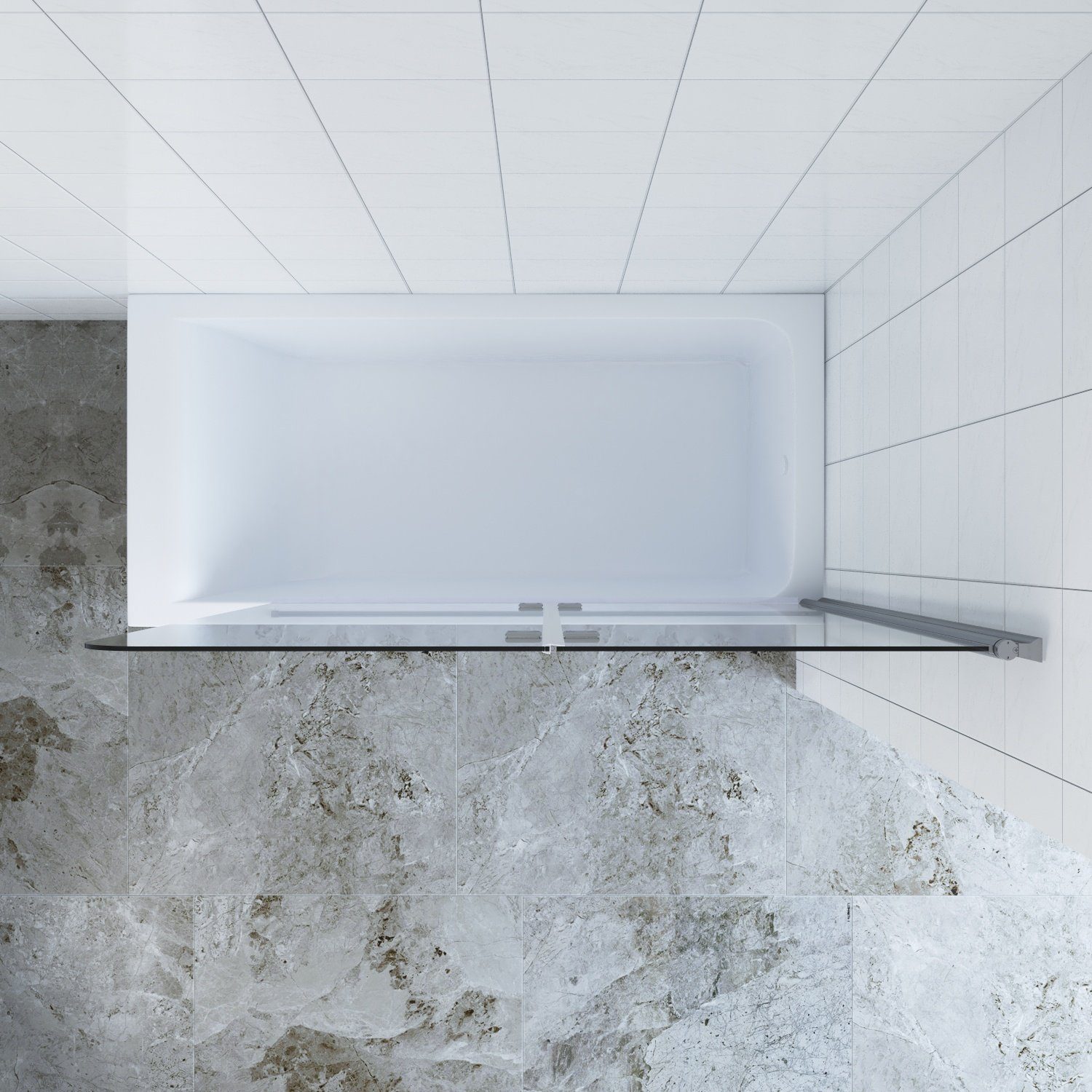AQUABATOS Badewannenaufsatz Badewannenaufsatz faltbar Glas Badewannenfaltwand Duschabtrennung, Einscheiben-Sicherheitsglas (ESG) 5 mm