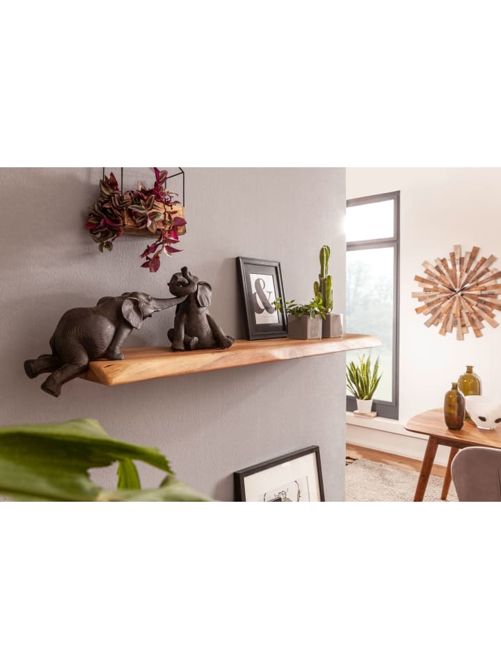 KADIMA DESIGN Wandregal mit Baumkante Massivholz 80 cm, Design Schweberegal günstig kaufen