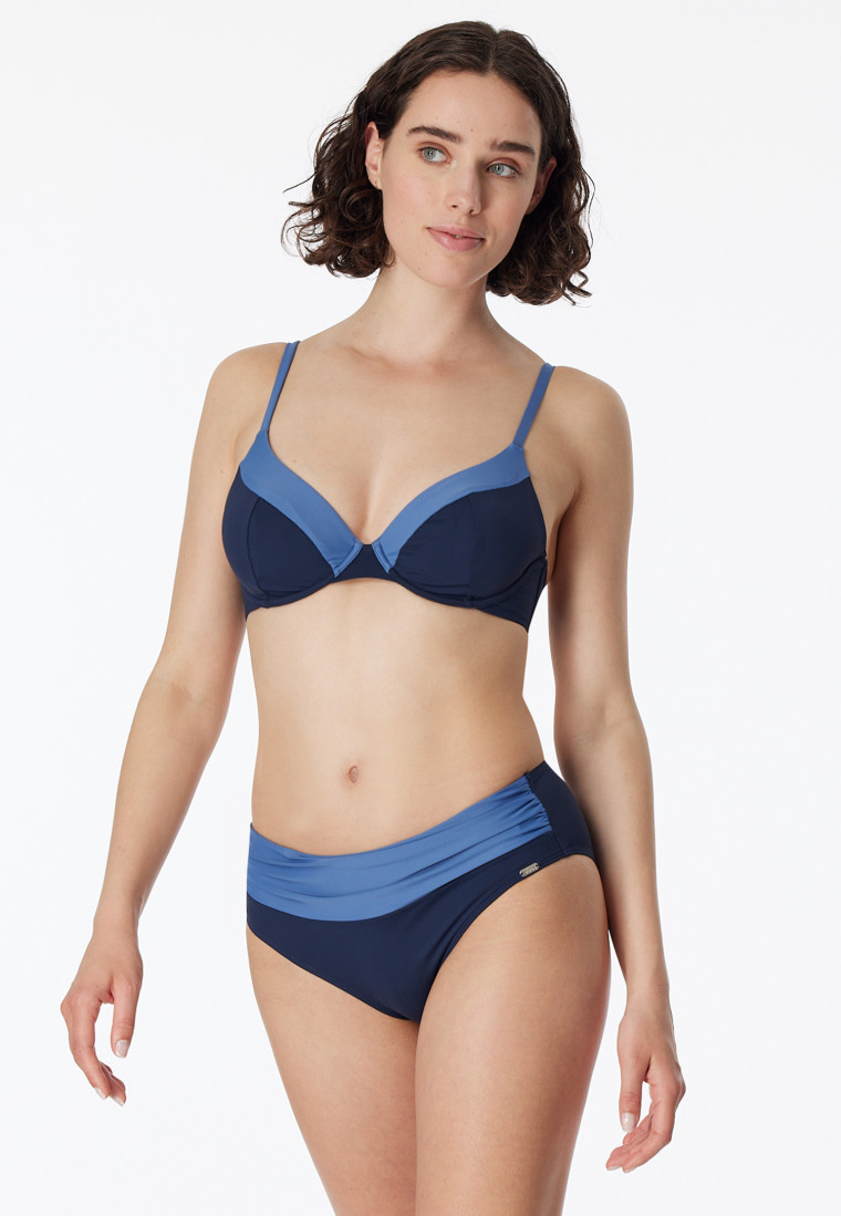 Bügel-Bikini verstellbare Träger Midi-Slip dunkelblau - Ocean Swim