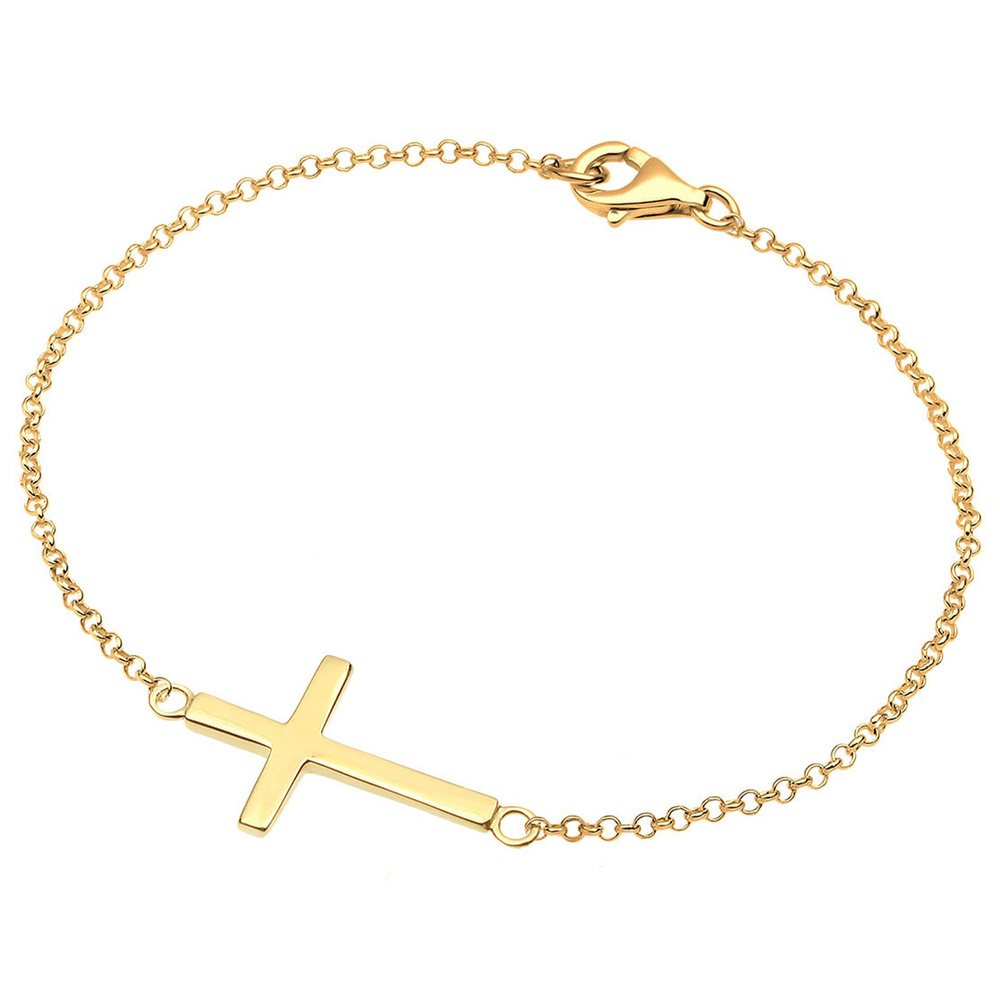 Elli Elli Bracelet Femmes Croix Foi en argent sterling 925 plaqué or rose Bracelet