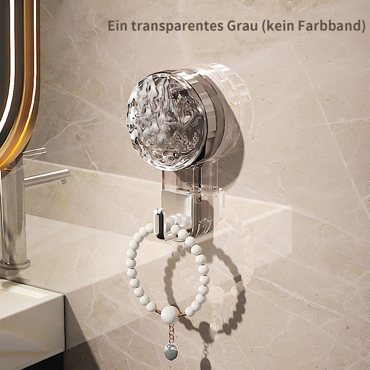 götäzer Wandhaken Light Luxury Clear Extended Crystal Suction Cup Hooks, Heimdekoration, Wiederverwendbar, Wandaufbewahrung, Schlüsselanhänger, 3 Stück