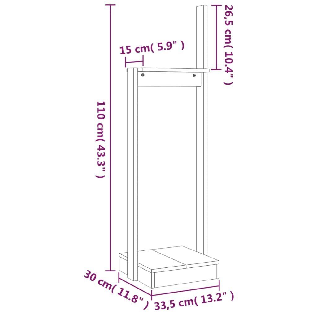 vidaXL Kaminholzregal Kaminholzhalter 33,5x30x110 cm Massivholz Kiefer Feuerholz Ständer Lag, BxTxH:33x30x110 cm