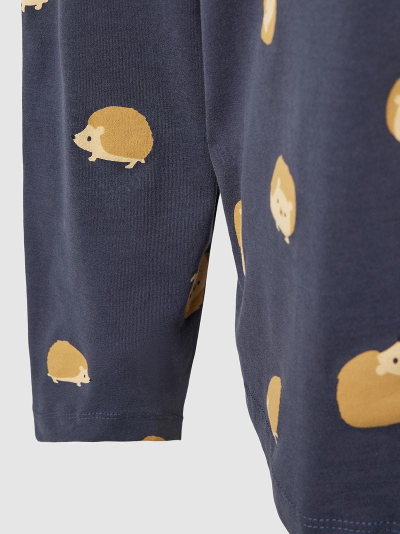 Pyjama-Oberteil mit Allover-Print in dunkelblau