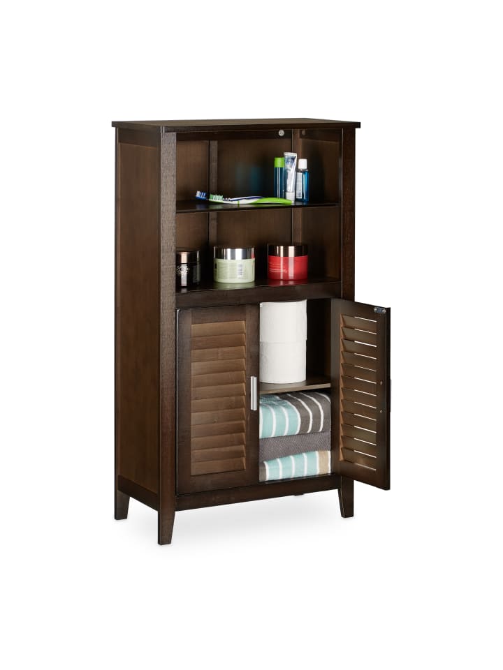 relaxdays Badezimmerschrank in Dunkelbraun - (B)50 x (H)92 x(T)25,5 cm günstig kaufen onesize