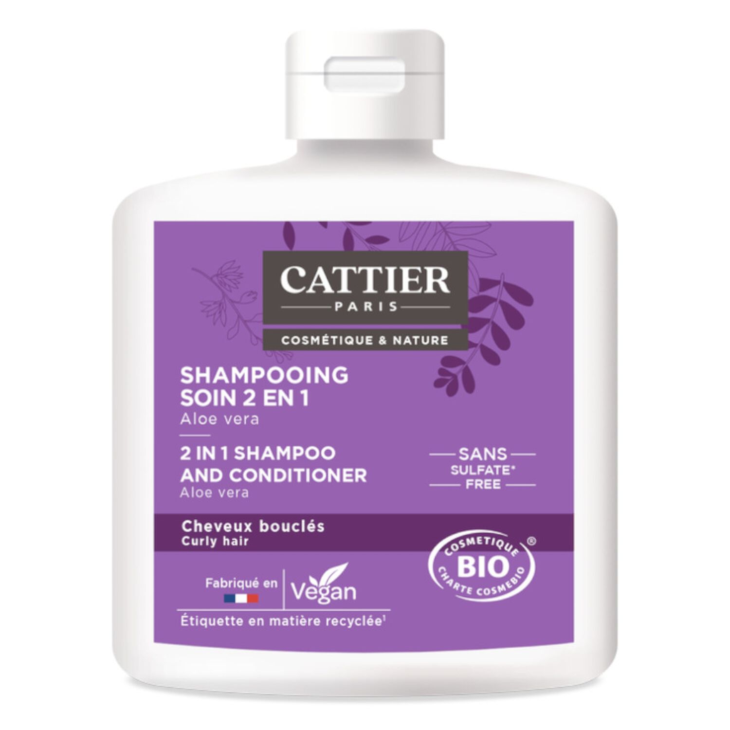 Cattier Aloé Vera Shampooing Soin 2en1 - Cheveux Bouclés - 250 ml