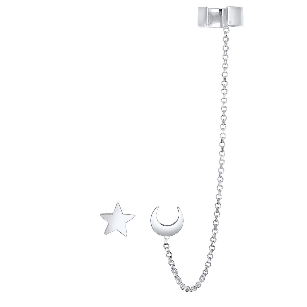 Elli Elli Boucles d'Oreilles Femmes Earcuff Clous d'oreilles Astro Étoiles Demi-lune e Boucles d'oreilles