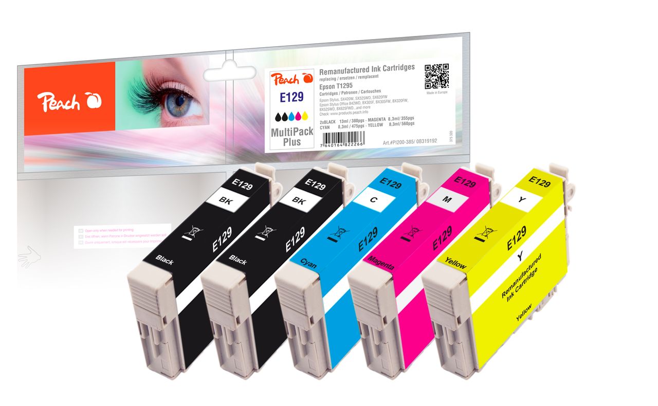 Peach Spar Pack Plus Tintenpatronen ersetzt Epson T1295, T1291