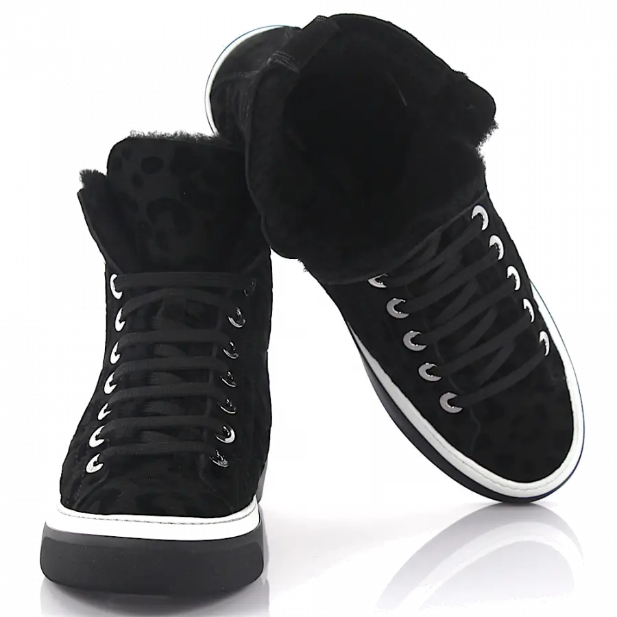 Jimmy Choo - Sneaker Schwarz BORIS Lammfell Leo Print schwarz-kombi - schwarz