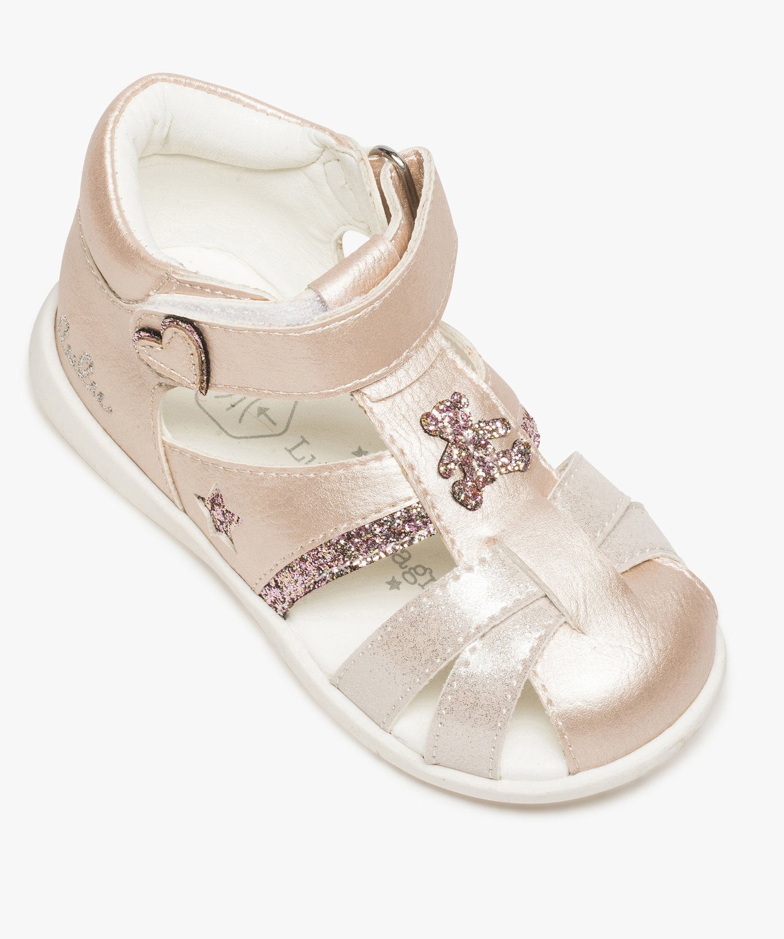 Sandales bébé fille pailletées à scratch - Lulu Castagnette rose | GEMO
