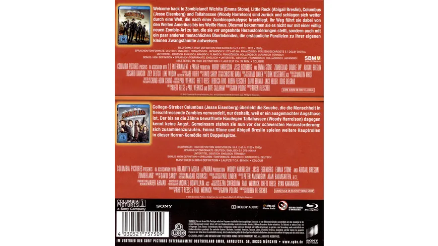 Zombieland 1 & 2  [2 BRs]
