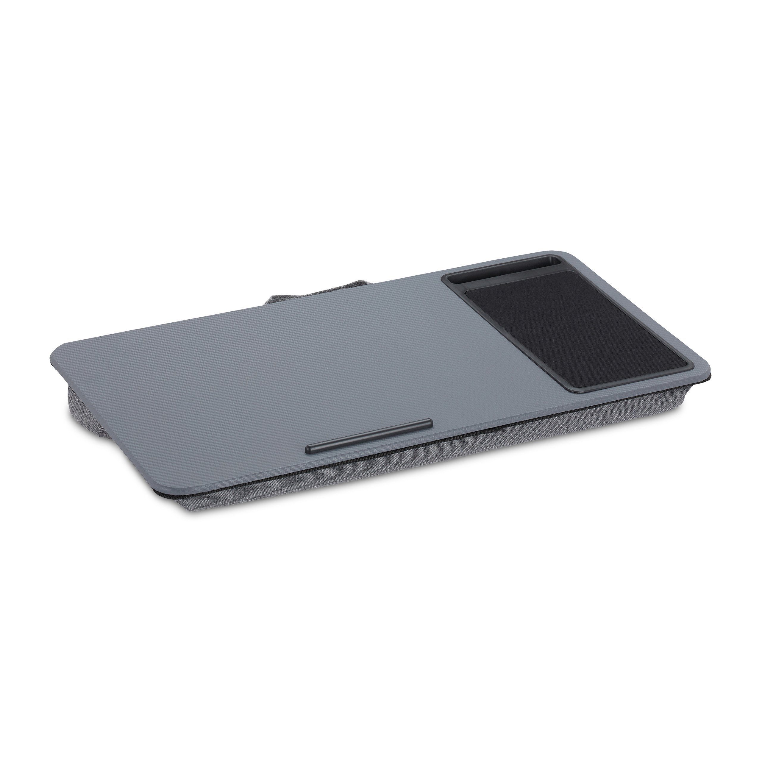 relaxdays Laptop Tablett Graues Laptopkissen mit Mauspad, Faserplatte