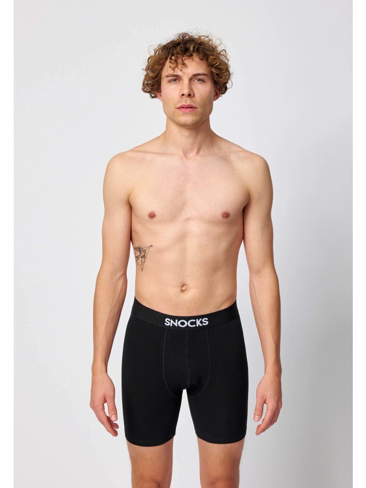 SNOCKS Lange Boxershorts 6 Stück in Schwarz günstig kaufen