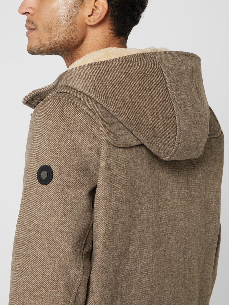 Dufflecoat mit Kapuze in mittelbraun