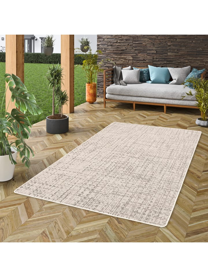 Snapstyle In & Outdoor Teppich Flachgewebe Oslo Karo Modern in Creme günstig kaufen