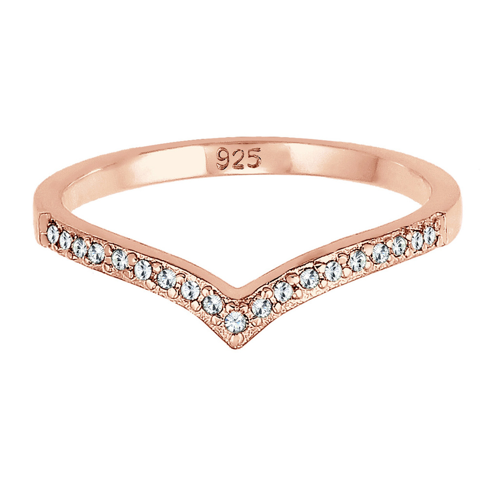 Elli Elli Bague Forme V Géométrique Cristaux  925 Argent Bague