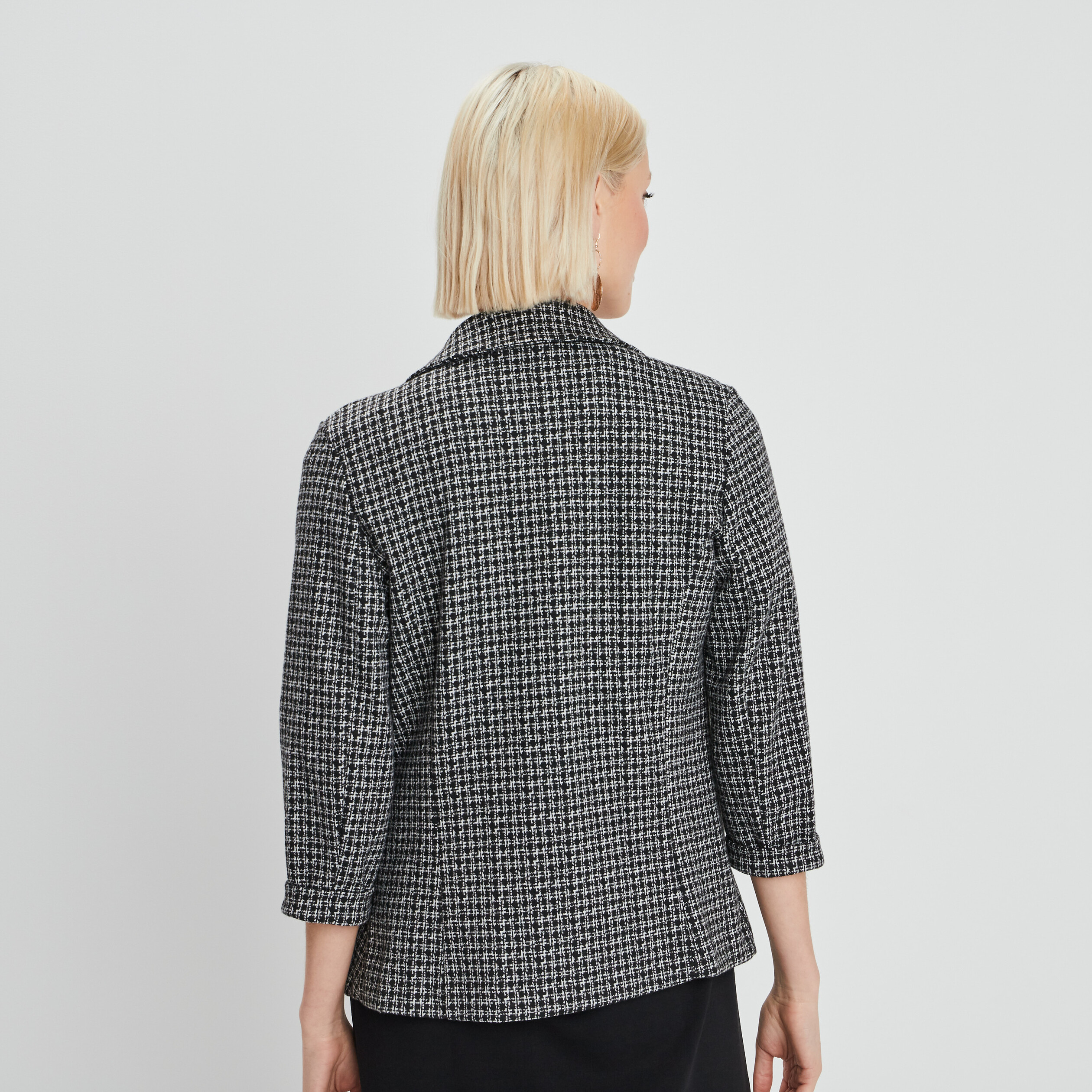 Veste droite manches 3 4 poches zippées noir femme | La Halle