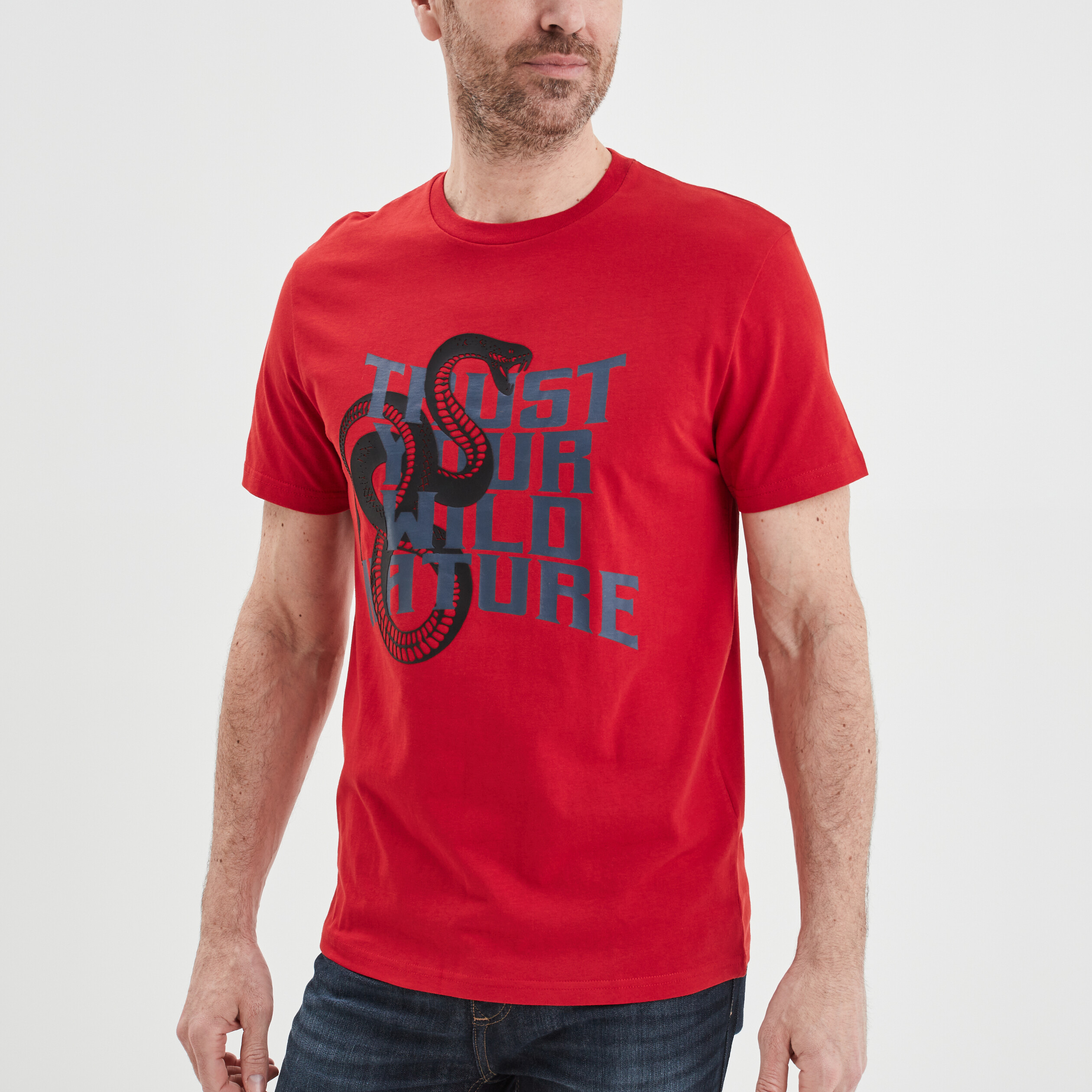 T-shirt manches courtes coton Liberto rouge foncé homme | La Halle