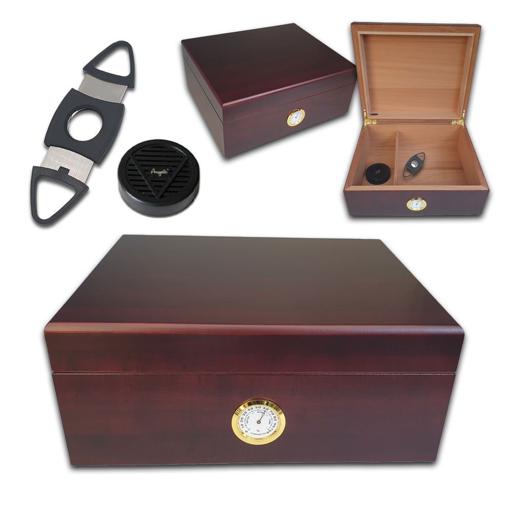 Coumo Humidor Set, Mahaghoni Finish, Für ca. 50 Zigarren
