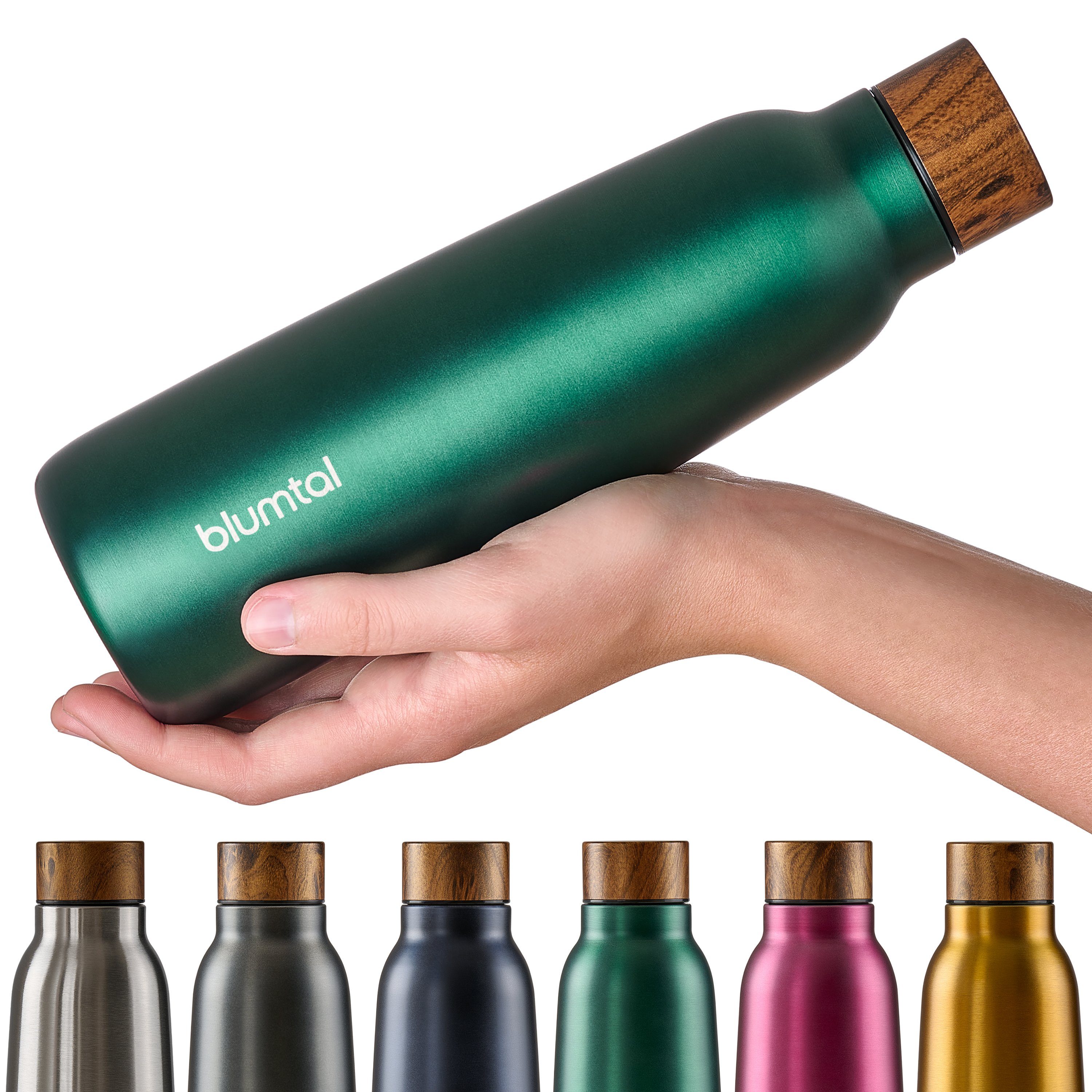 Blumtal Isolierflasche 500ml Trinkflasche Edelstahl Ray - auslaufsichere Isolierflasche, BPA-frei, hält 8h heiß/24h kalt