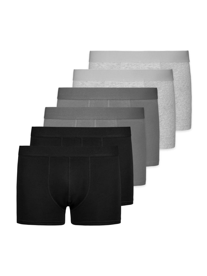 SNOCKS Boxershorts ohne Logo aus Bio-Baumwolle 6 Stück in Mix (Schwarz/Grau/Hellgrau) günstig kaufen 4XL