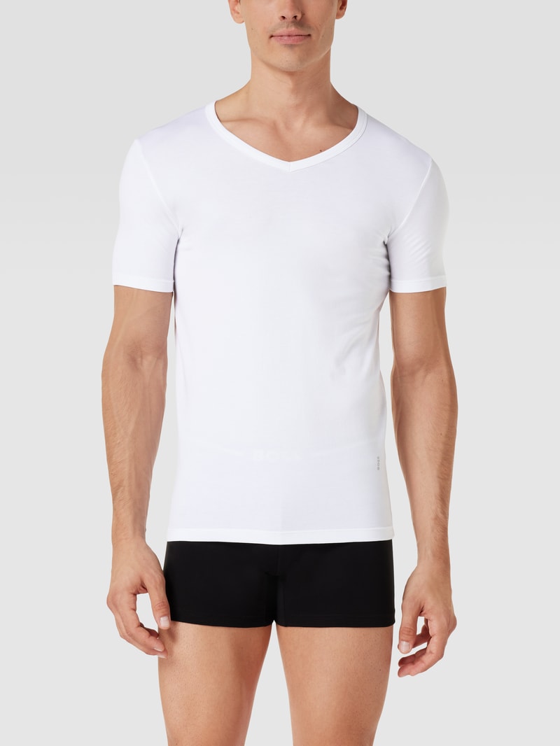 T-Shirt mit V-Ausschnitt im 2er-Pack Modell 'Modern' in weiß