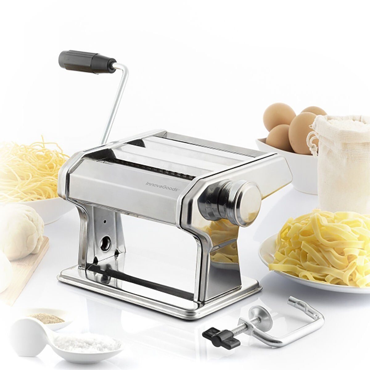 DOTMALL Nudelmaschine Edelstahl Pastamaschine, für Spaghetti Lasagne Nudeln,InnovaGoods