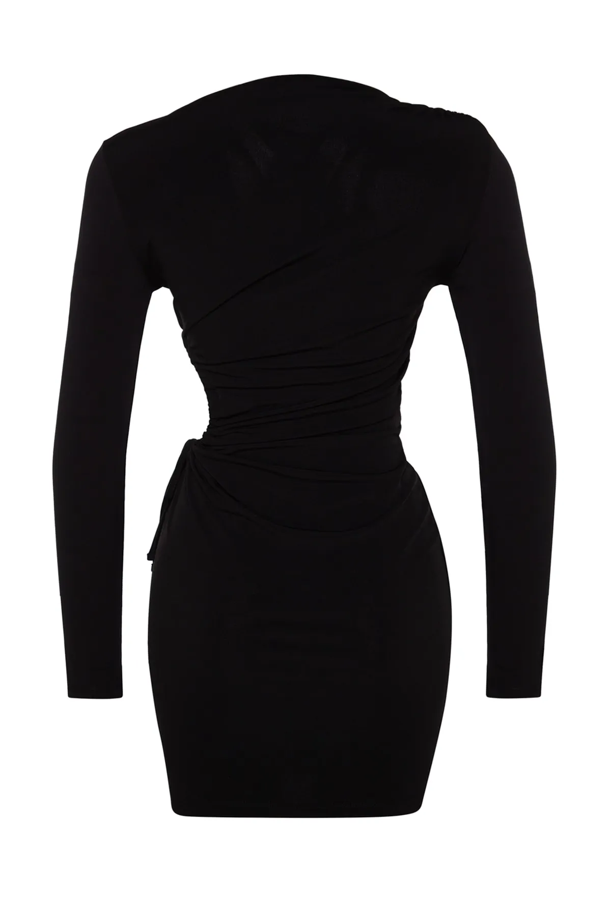 Trendyol Collection  Schwarzes, tailliertes, gestricktes, elegantes Abendkleid mit Fenster-/Ausschnittausschnitt TPRAW24EL00063