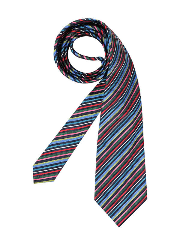 Ascot, Krawatte, Seide, navy-multicolor gestreift