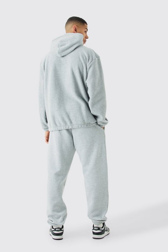Oversize Man Fleece-Hoodie mit Reißverschluss und Trichterkragen