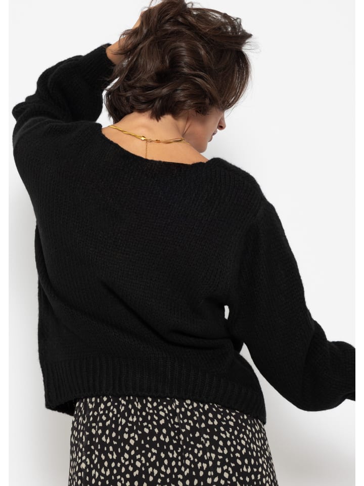 SASSYCLASSY Pullover mit V-Ausschnitt in schwarz günstig kaufen