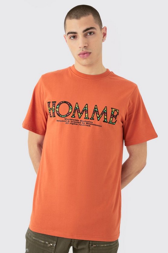 T-Shirt mit Homme-Stickerei