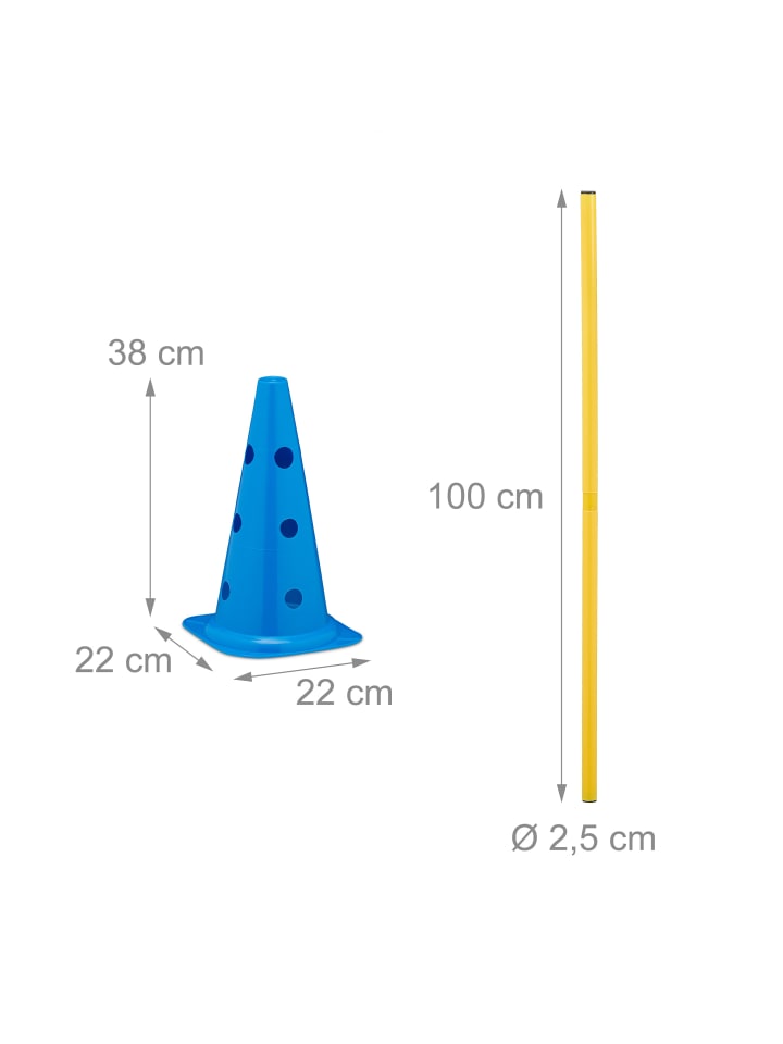 relaxdays 18-tlg. Steckhürden Set in Blau/ Gelb günstig kaufen onesize