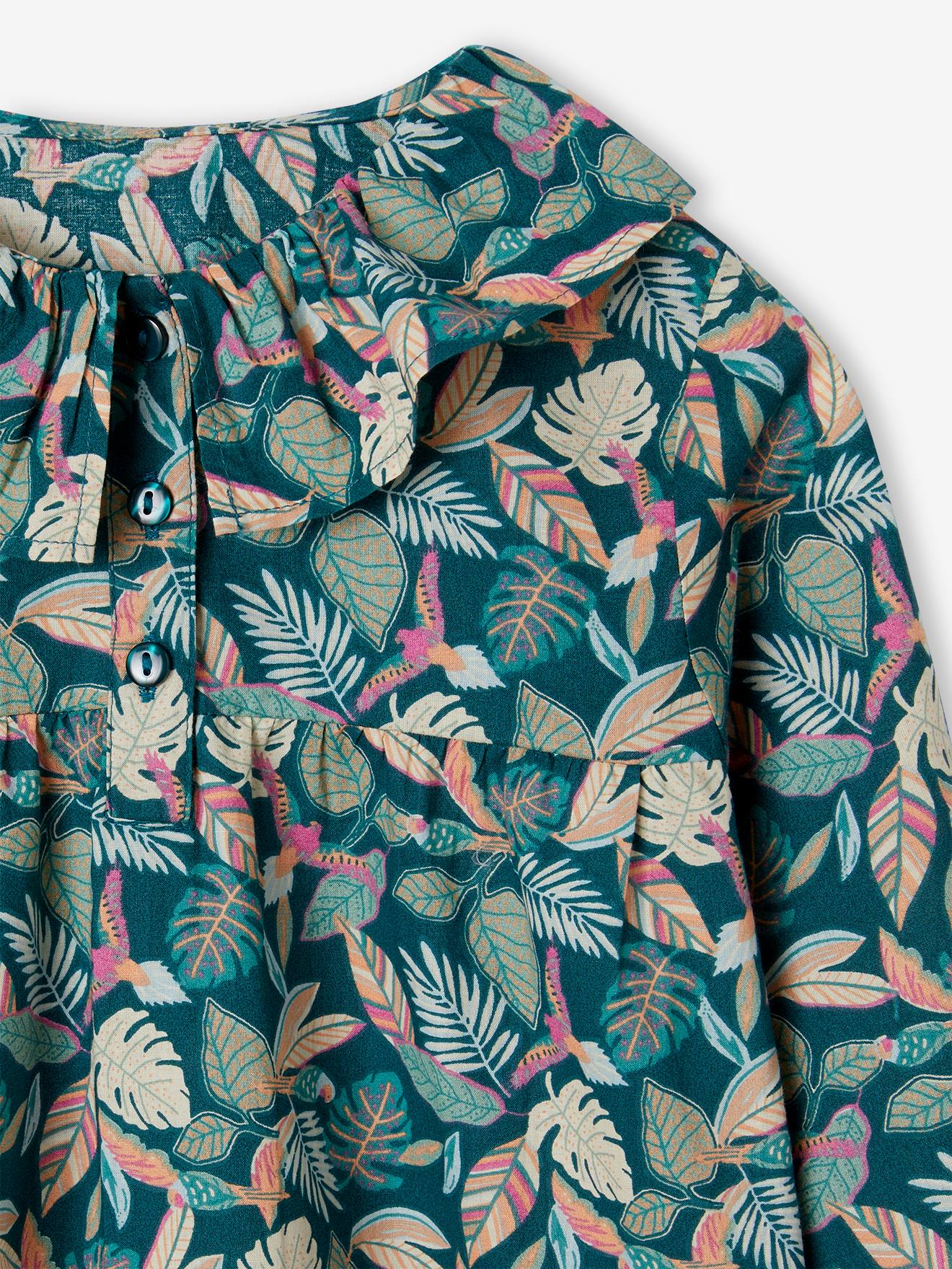 Vertbaudet Mädchen Bluse mit Blumen - pfirsich