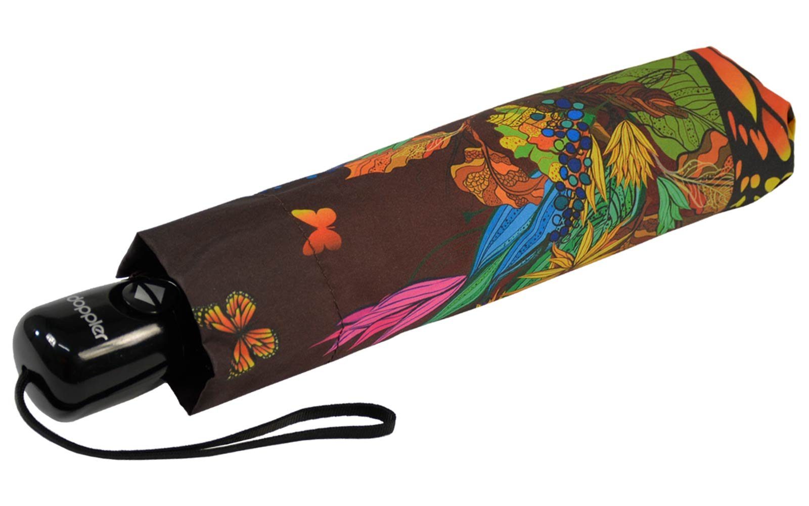 doppler® Langregenschirm auffällig bedruckter Damenschirm Auf-Zu-Automatik, modernes Design auf einem stabilen Taschenschirm
