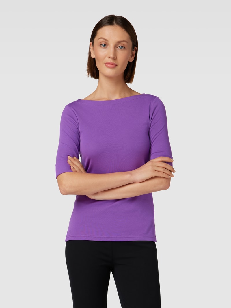 T-Shirt mit U-Boot-Ausschnitt in lila