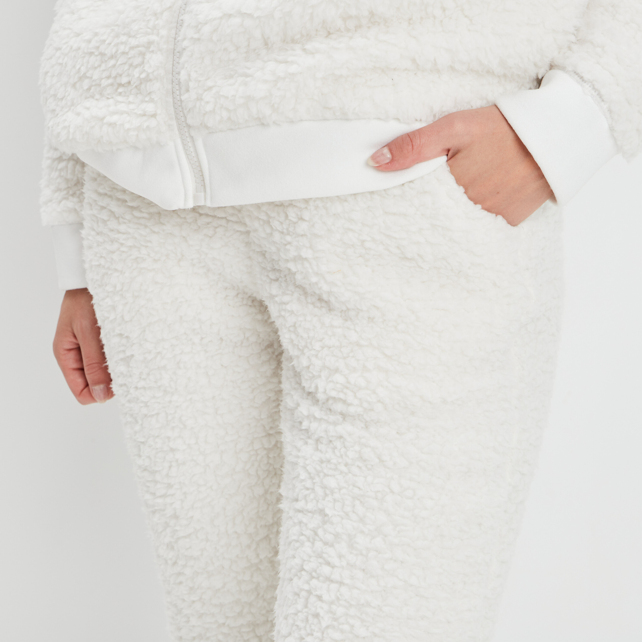 Pantalon de pyjama pelucheux ivoire femme | La Halle