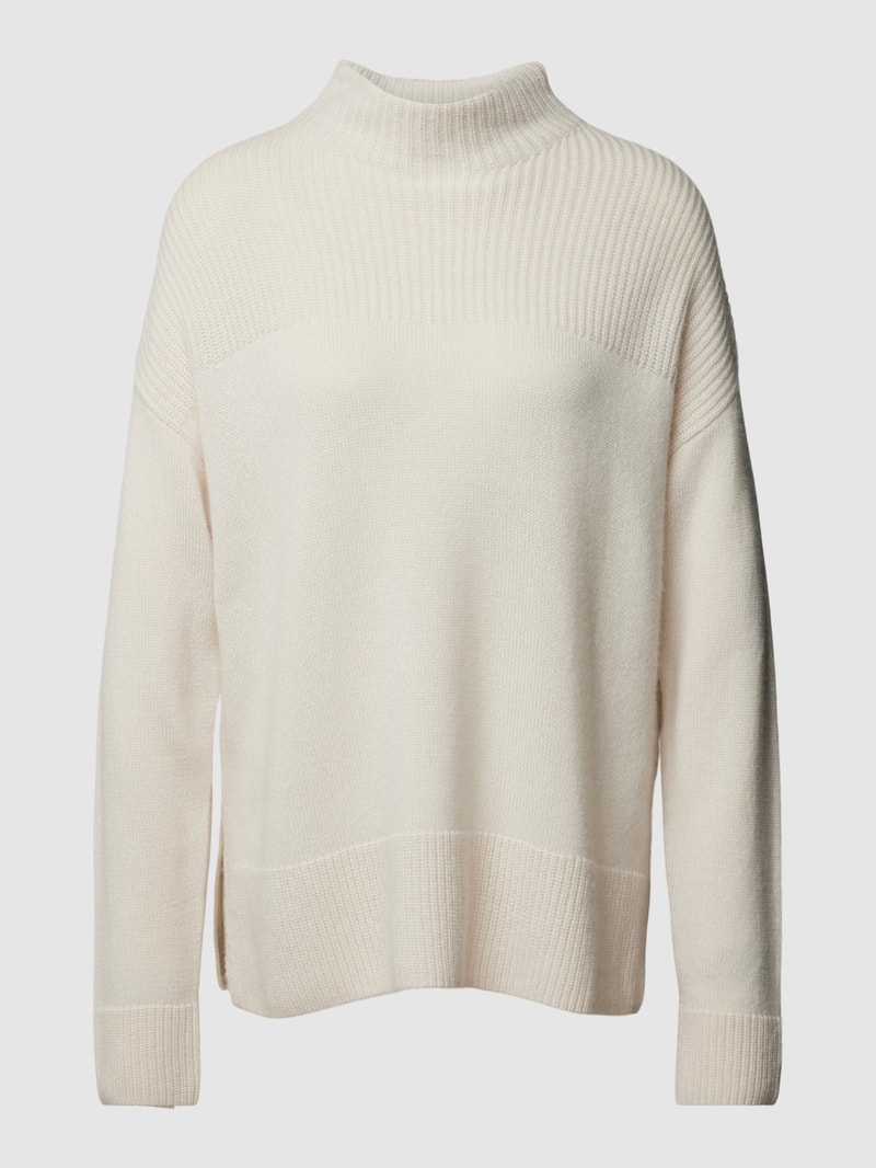 Kaschmirpullover mit Stehkragen in offwhite