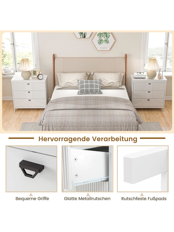 COSTWAY Kommode mit 3 Schubladen in Weiß günstig kaufen onesize