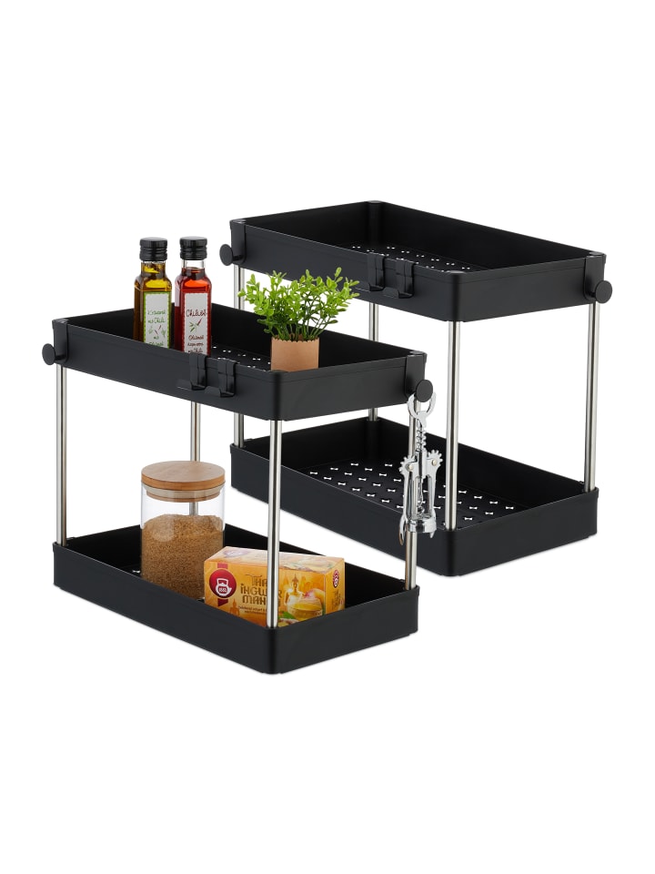 relaxdays 2 x Unter Waschbecken Regal in Schwarz - (B)40 x (H)32 x (T)22 cm günstig kaufen onesize