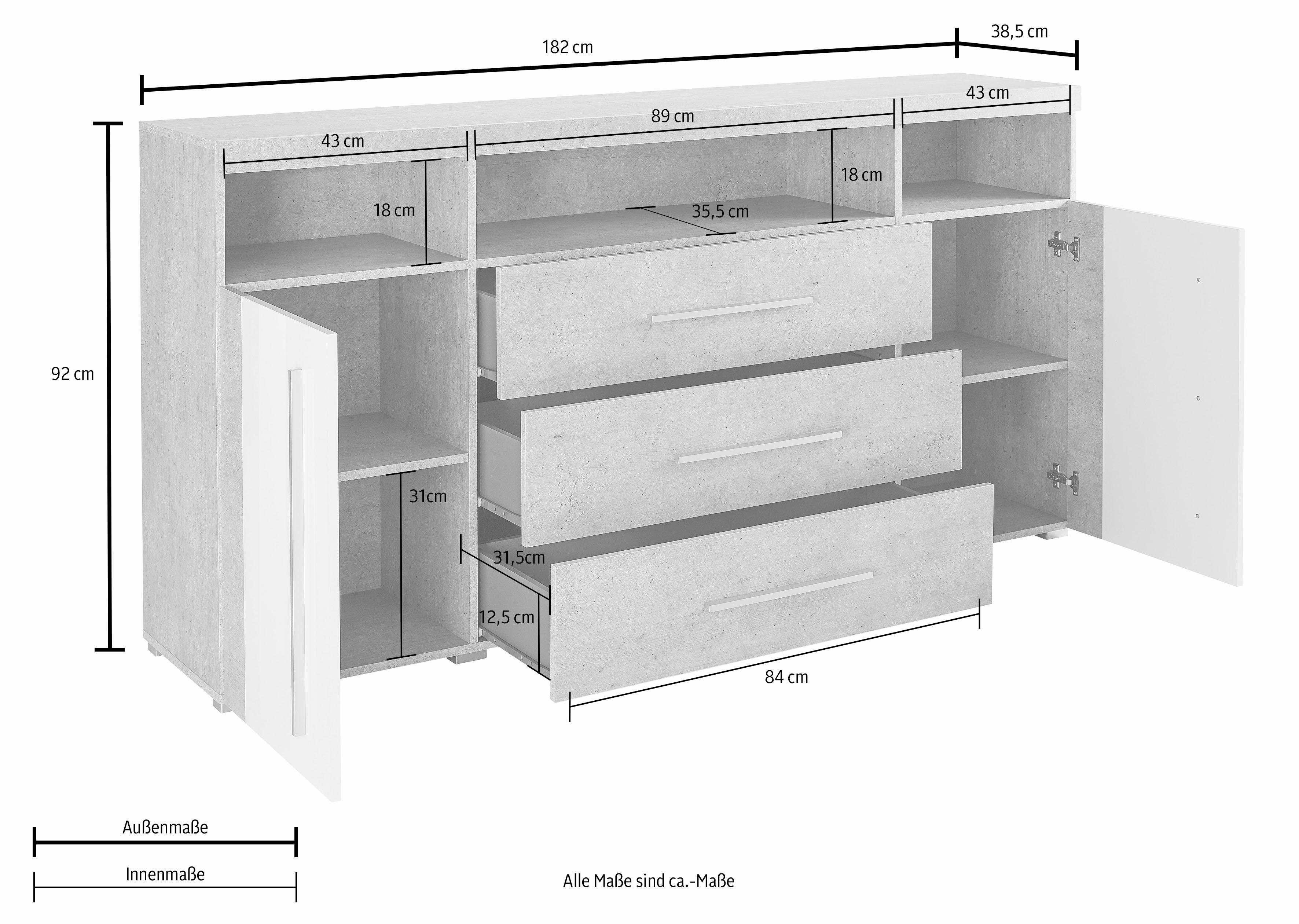 Helvetia Sideboard Roger, Breite 182 cm