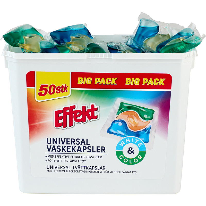 Effekt Vaskekapsler 50 stk, Universal, Effekt