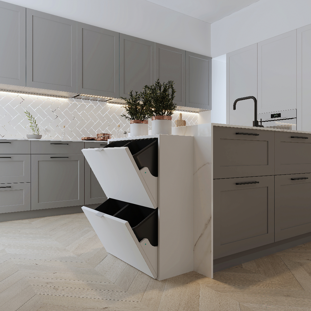 Happy Home Happy Home Mülleimerschrank mit 4 Abfalleimer weiß