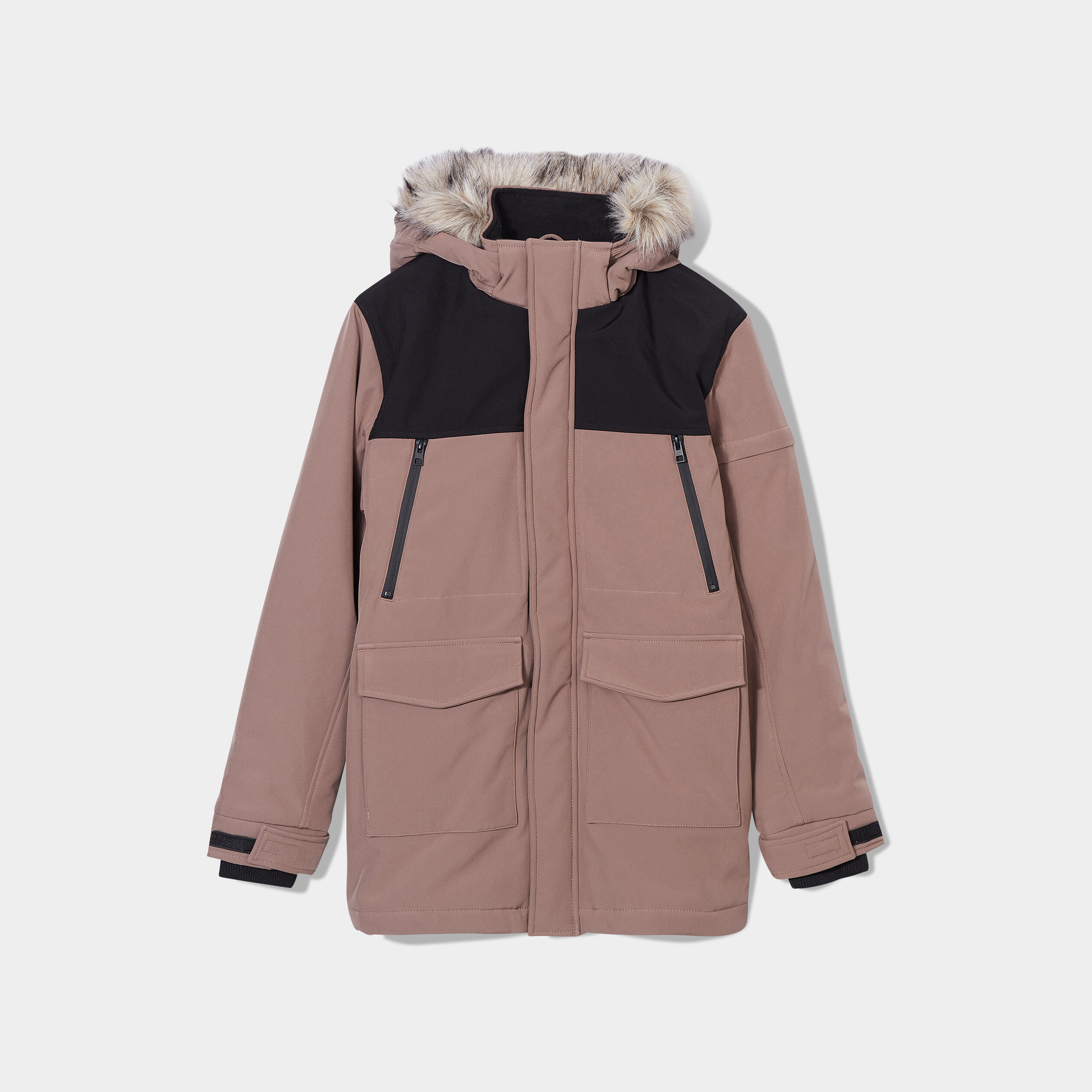 Parka avec capuche fausse fourrure taupe homme | La Halle