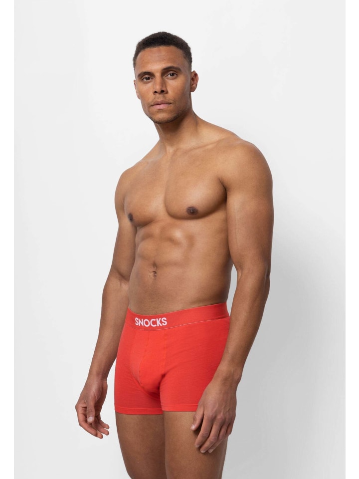 SNOCKS Boxershorts aus Bio-Baumwolle 3 Stück in Hibiscus günstig kaufen