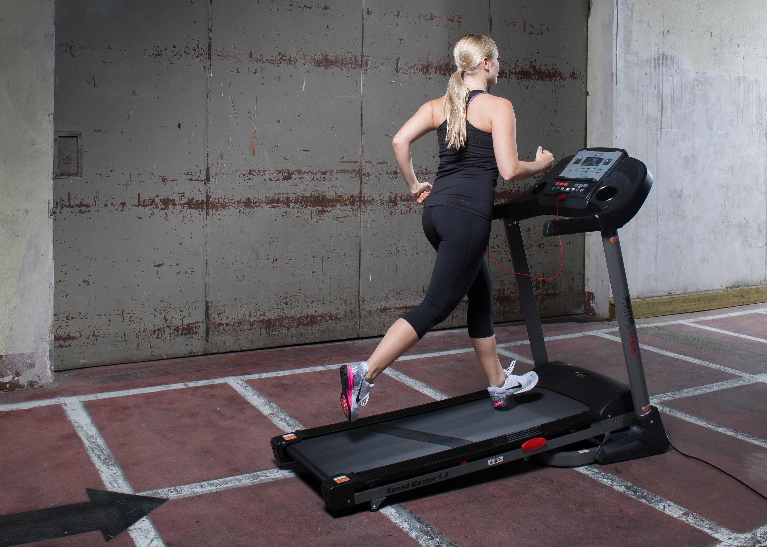 MOTIVE FITNESS by U.N.O. Laufband Speed Master 1.8 (6-tlg), mit integrierten Handpulssensoren und Soft-Motion-Foldsystem