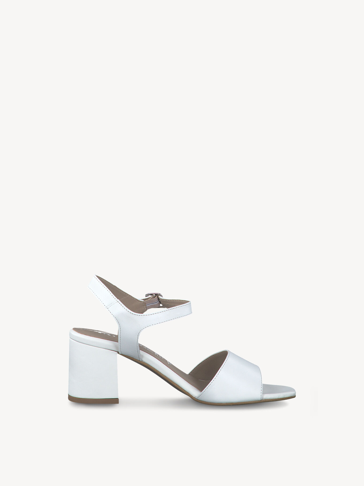 Sandale à talon en cuir - blanc