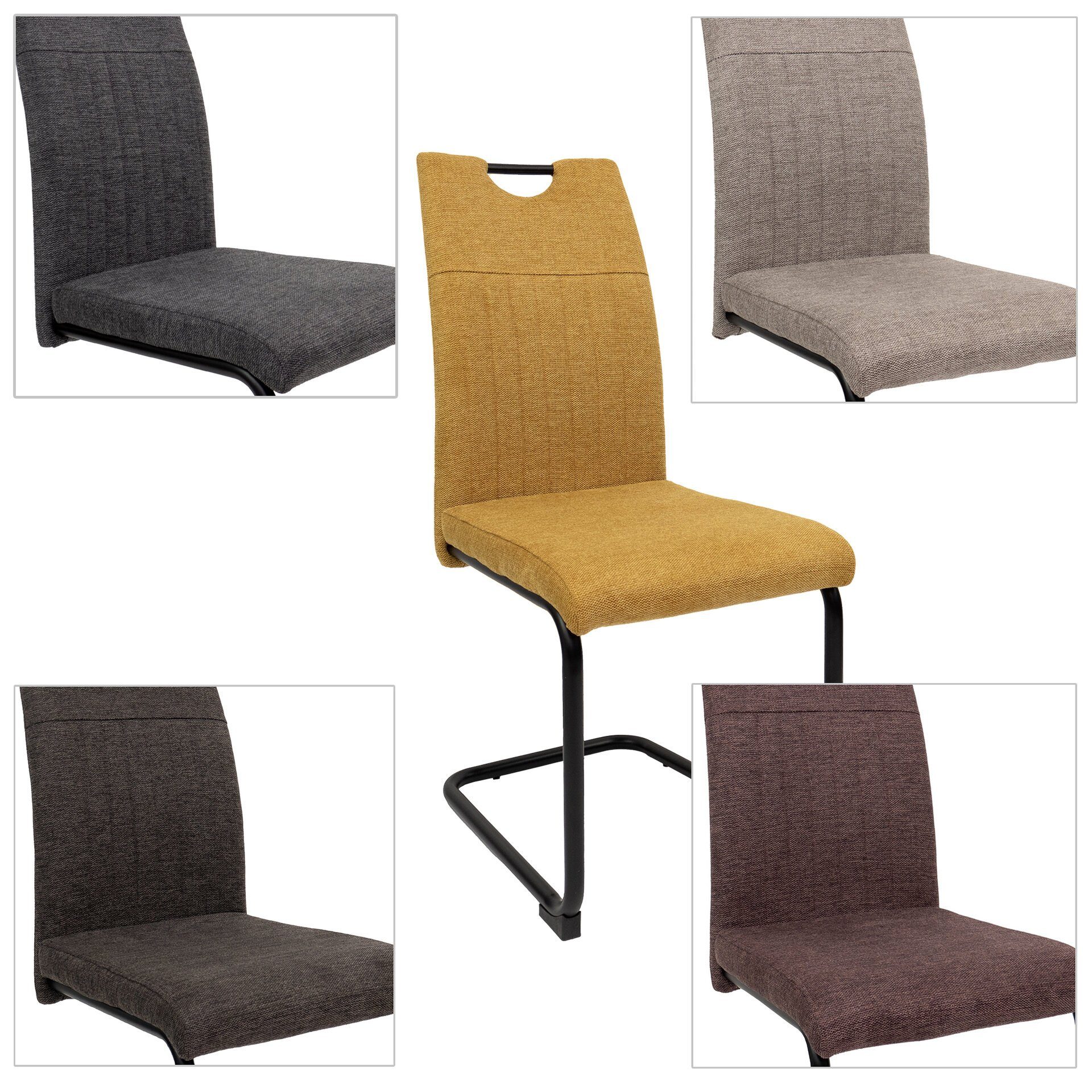 TRISENS Freischwinger Marcello (einzeln oder im 2er, 3er, 4er Set, 1 St), Schwingstuhl mit robustem Metallgestell in Stoff-Optik