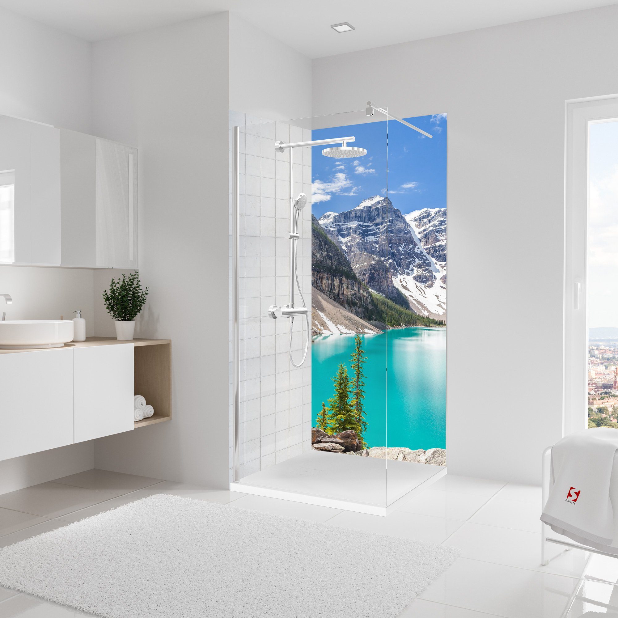 Schulte Badrückwand DecoDesign Foto Bergsee, (1-tlg), Wandverkleidung, fugenloser Fliesenersatz, Duschrückwand
